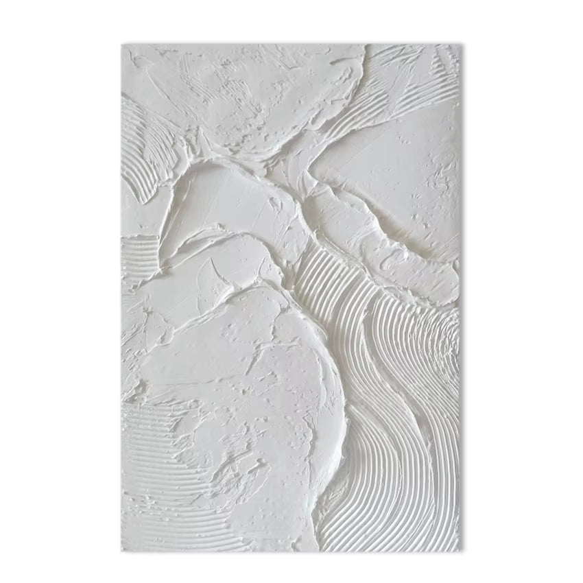 Pure White Textured Abstract Oil Painting Modern Simple and Elegant Wall Picture for Restaurant Framless Home Decoration Piece