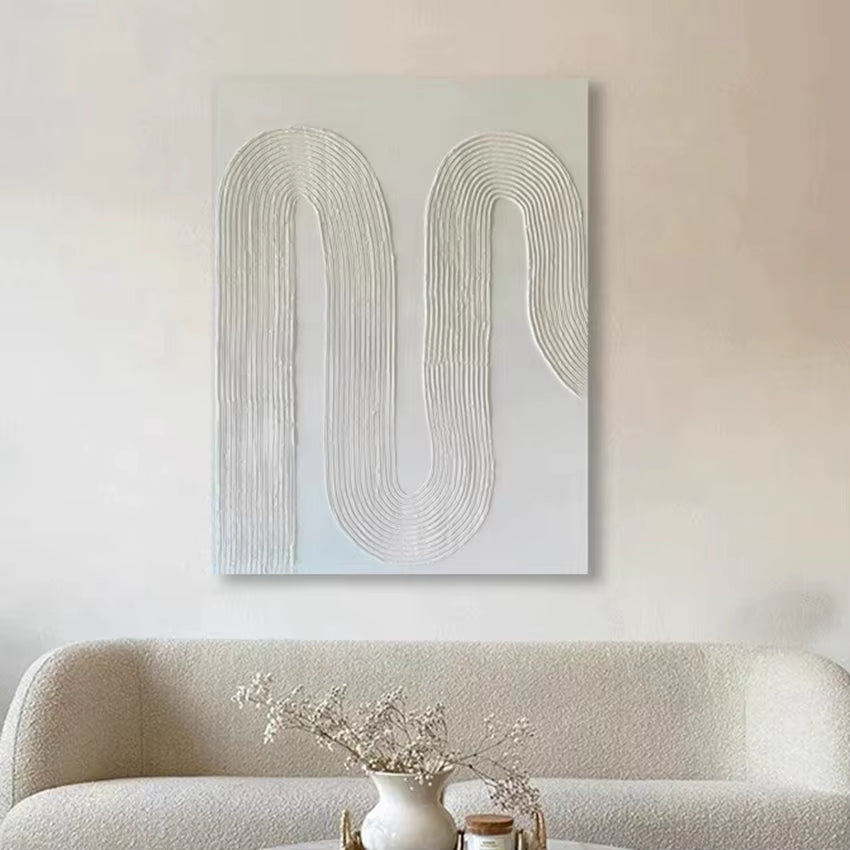 Pure White Textured Abstract Oil Painting Modern Simple and Elegant Wall Picture for Restaurant Framless Home Decoration Piece