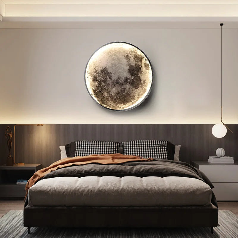 Romantic Home Decorations 3D Wall Moon Lamps 220V Dimmable LED Moon Light for Living Room Bedroom Wall round Lighting Fixture