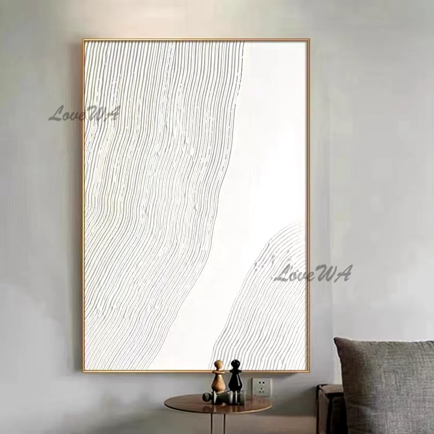 Pure White Textured Abstract Oil Painting Modern Simple and Elegant Wall Picture for Restaurant Framless Home Decoration Piece