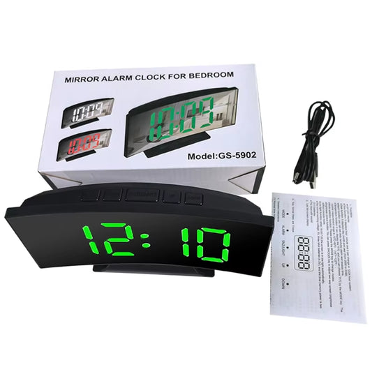 Electronic Alarm Clock Noiseless Design Digital LED Large Display Mirror Electronic Clock Digital Alarm Clock LED Mirror Clocks