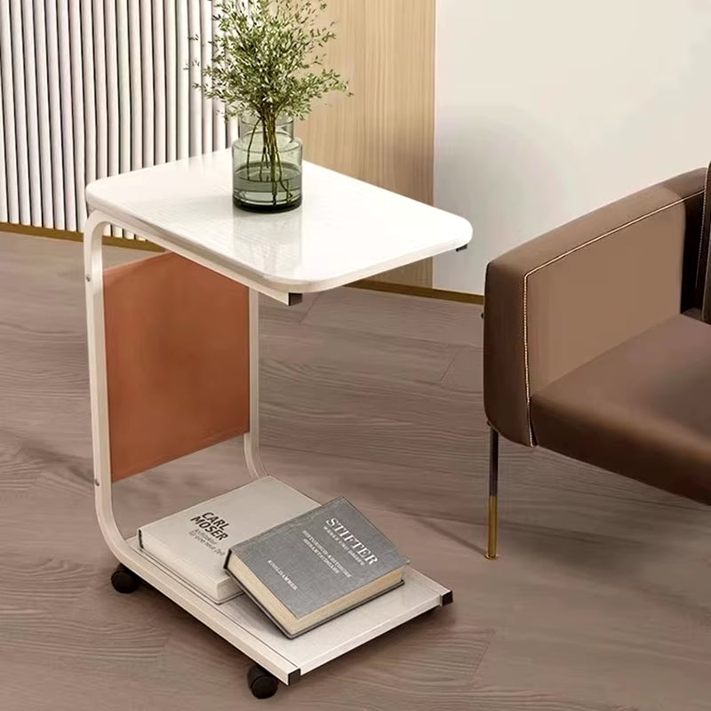 Side Table for Living Room, Mobile Coffee Table, C-Shaped Sofa Side Cabinet, Simple Small Square Table, Bedroom Bedside Table